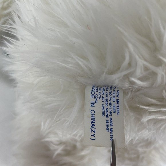 Main Joy Limited White Christmas Teddy bear 15” Plush Scarf & Bow Long Fuzzy Fur - Picture 6 of 7